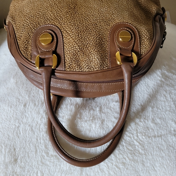BORBONESE Quail Pattern Suede Leather Bag - Picture 4 of 11